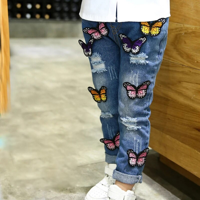 Fashion Fantasy Butterfly Girls Jeans Elastic Waist Παιδικό Παντελόνι Casual Άνετο Slim-Fit κοριτσίστικο παντελόνι Παιδικά ρούχα 1-7 ετών