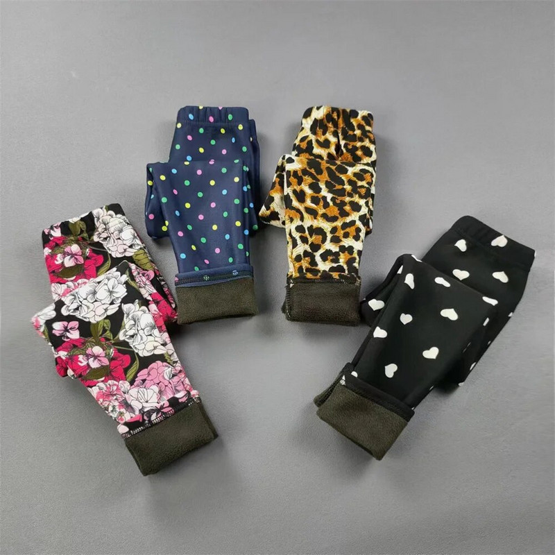 Dievčenské nohavice 3-11 rokov, dievčenské capri nohavice, detské jesenné a zimné teplé nohavice s hrubým zamatom a potlačou, chlapčenské nohavice, pančuchy pre bábätká