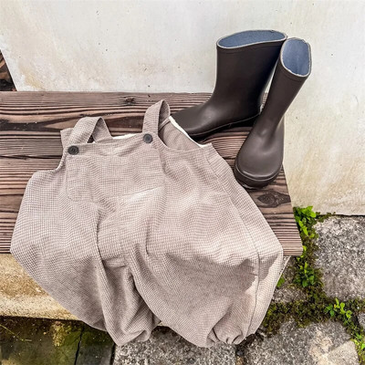 Παιδικές φόρμες 2022 Autumn μονόχρωμες φόρμες Waffle Boys ζαρτιέρες Παιδικές μαλακές φαρδιές παντελόνες