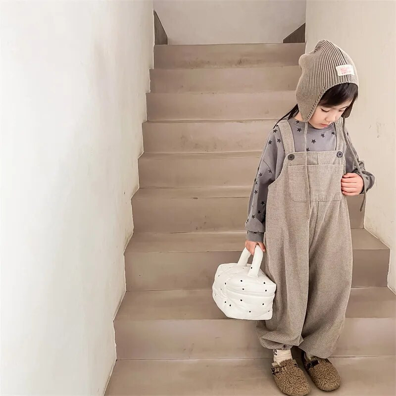 Παιδικές φόρμες 2022 Autumn μονόχρωμες φόρμες Waffle Boys ζαρτιέρες Παιδικές μαλακές φαρδιές παντελόνες