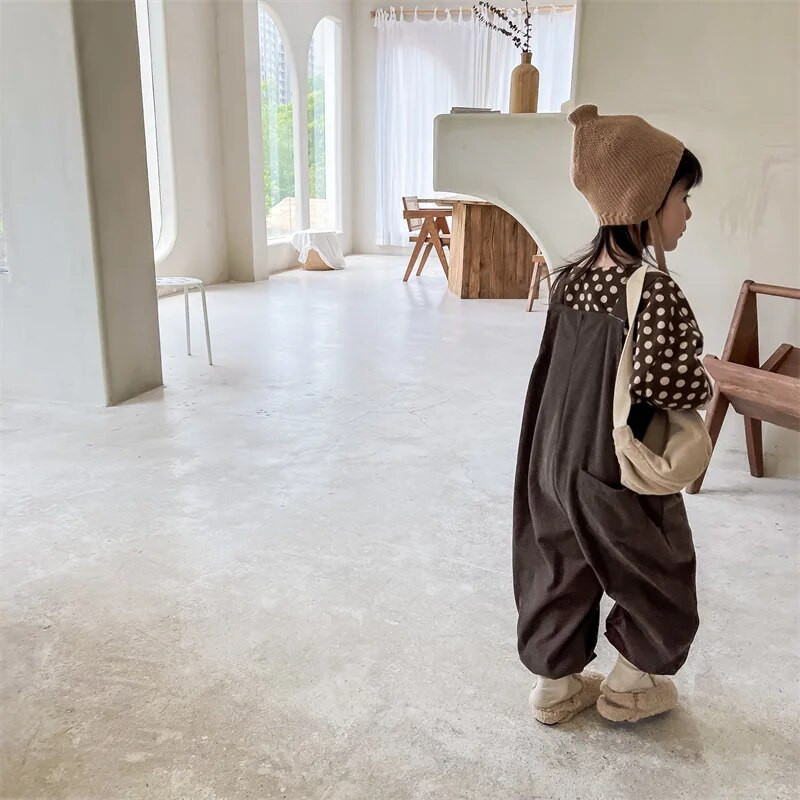 Παιδικές φόρμες 2022 Autumn μονόχρωμες φόρμες Waffle Boys ζαρτιέρες Παιδικές μαλακές φαρδιές παντελόνες