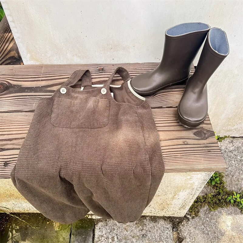 Παιδικές φόρμες 2022 Autumn μονόχρωμες φόρμες Waffle Boys ζαρτιέρες Παιδικές μαλακές φαρδιές παντελόνες