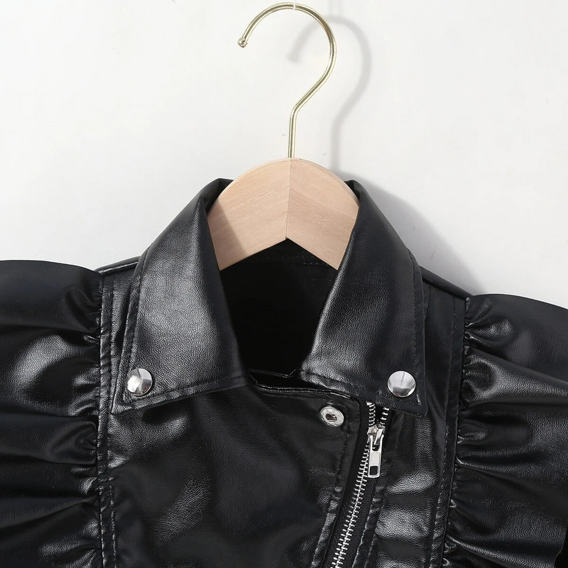 hibobi jednobojna kožna kapa s preklopom za malu djecu, djevojčica, proljeće, jesen, zima, PU kaput, modne kožne jakne za djecu 1-7 godina