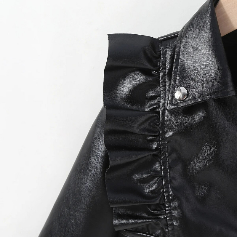 hibobi jednobojna kožna kapa s preklopom za malu djecu, djevojčica, proljeće, jesen, zima, PU kaput, modne kožne jakne za djecu 1-7 godina