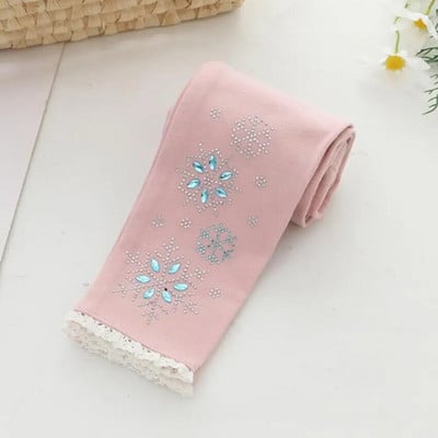 Legíny s ľadovou princeznou pre dievčatá, jeseň/zima, detské nohavice s diamantmi, hrubé polar fleecové nohavice s ceruzkami pre dievčatká