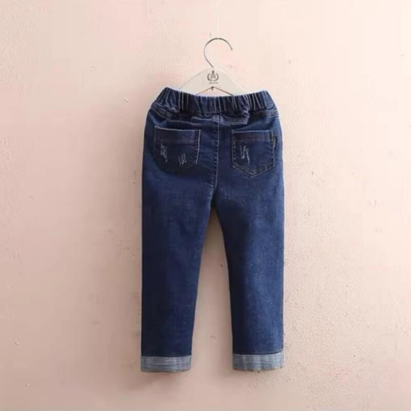 2023 Primavara Toamna Nou Casual 3 4 5 6 8 10 12 ani Copii Copii Pantaloni drepti elastici Adolescent Blugi Denim pentru fetite