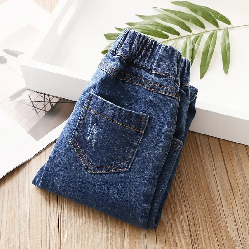 2023 Primavara Toamna Nou Casual 3 4 5 6 8 10 12 ani Copii Copii Pantaloni drepti elastici Adolescent Blugi Denim pentru fetite
