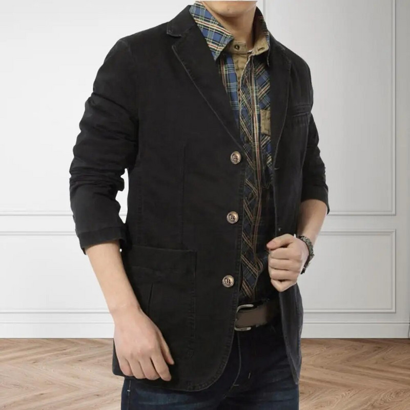 Păstrați-vă cald de culoare solidă toamnă iarnă bumbac jachetă casual pentru bărbați pentru muncă