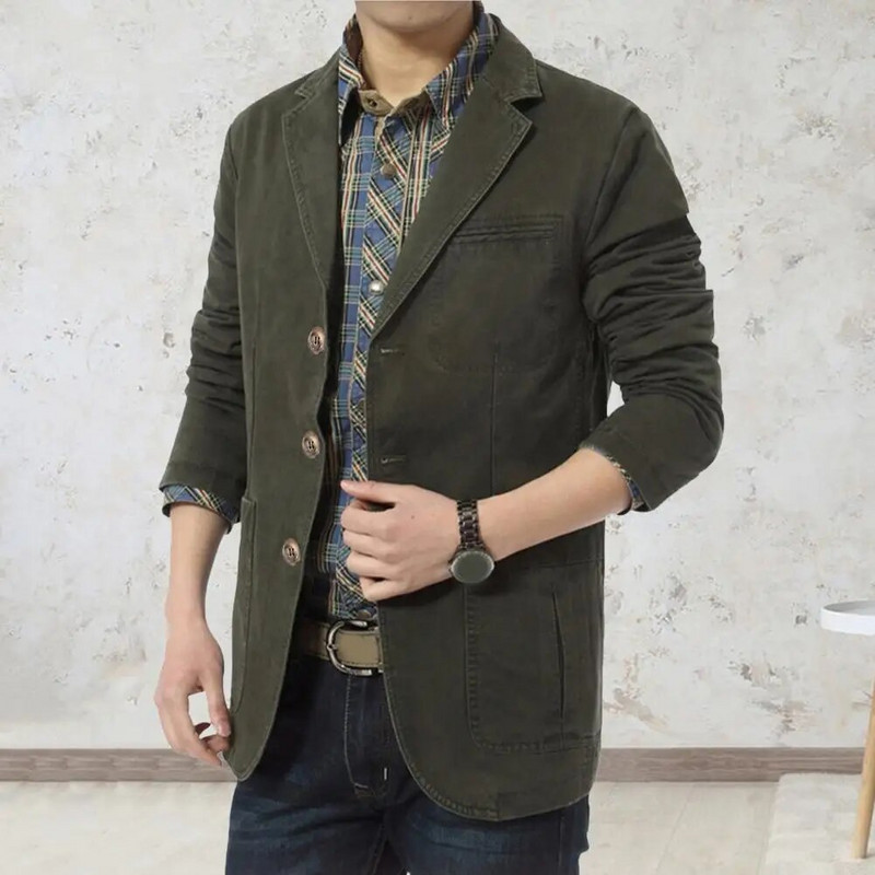 Păstrați-vă cald de culoare solidă toamnă iarnă bumbac jachetă casual pentru bărbați pentru muncă