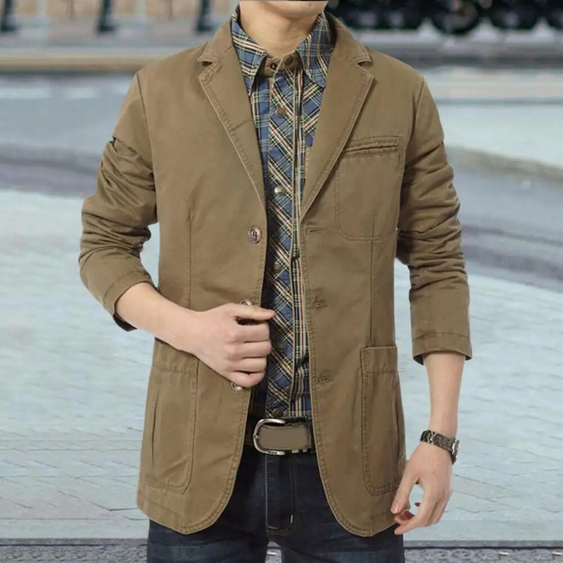 Păstrați-vă cald de culoare solidă toamnă iarnă bumbac jachetă casual pentru bărbați pentru muncă