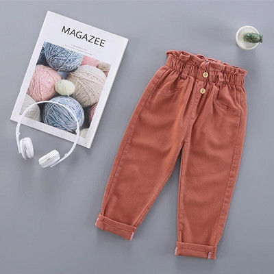 Detské mrkvové nohavice 2021 Nové jesenné oblečenie Detské oblečenie Dievčenské jednofarebné topánky Ležérne nohavice