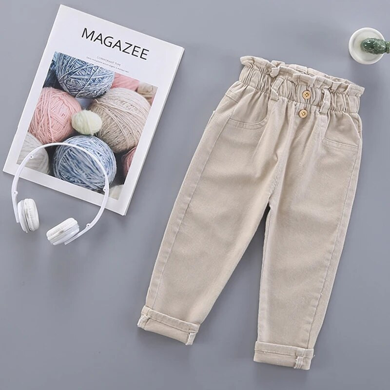 Detské mrkvové nohavice 2021 Nové jesenné oblečenie Detské oblečenie Dievčenské jednofarebné topánky Ležérne nohavice