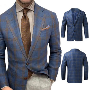 Βρεττανικό στυλ Vintage καρό σακάκι ανδρικό κοστούμι casual slim fit Κουμπί σακάκι Business Social Blazer Plus Size M-3XL Hombre