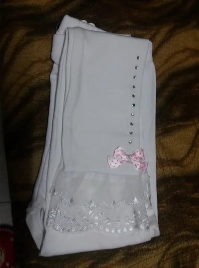 Detské dievčenské jarné a jesenné legíny s čipkou a volánikmi, detské princeznovské bavlnené ležérne úzke legíny pre deti od 3 do 11 rokov