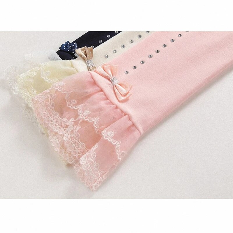 Detské dievčenské jarné a jesenné legíny s čipkou a volánikmi, detské princeznovské bavlnené ležérne úzke legíny pre deti od 3 do 11 rokov