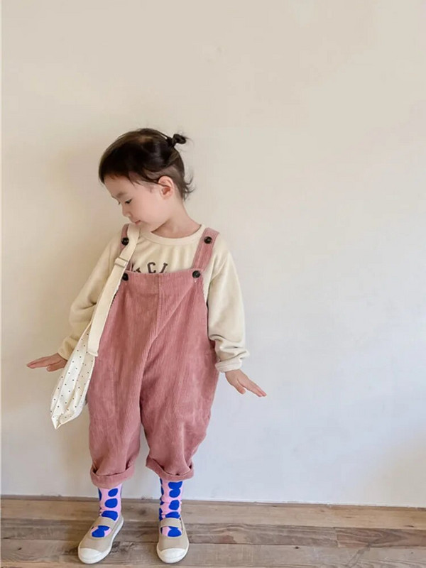 Detské manšestrové overaly 1-6 rokov, jar/jeseň 2022, nové háremové nohavice, módne, roztomilé, s vysokým pásom, ležérne, pre dievčatá a chlapcov, overal pre všetky vekové kategórie.