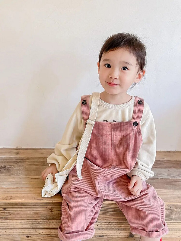 Detské manšestrové overaly 1-6 rokov, jar/jeseň 2022, nové háremové nohavice, módne, roztomilé, s vysokým pásom, ležérne, pre dievčatá a chlapcov, overal pre všetky vekové kategórie.