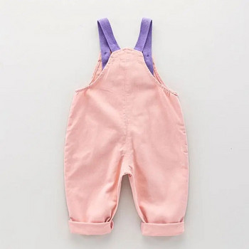 2022 Бебешки момчета Момичета Сладък анимационен гащеризон с джобове Панталони Пролет Есен Детски ежедневни удобни панталони Дрехи на принцеса