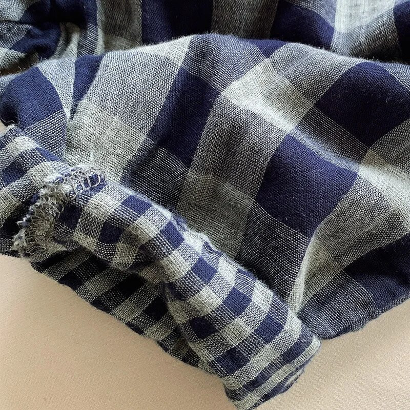 Pantaloni pentru copii retro albaștri în carouri 2022, primăvară, toamnă, noi coreeni, băieți și fete, pantaloni harem casual din bumbac cu două straturi WTP121