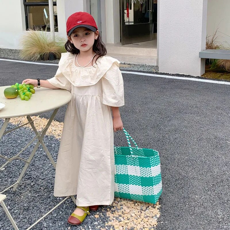 2022 m. kūdikių mergaičių vasaros pavasario kombinezonai kelnės Elegantiški raukiniai apykakle Medvilnė Patogūs drabužiai Vaikiški laisvalaikio drabužiai vaikams