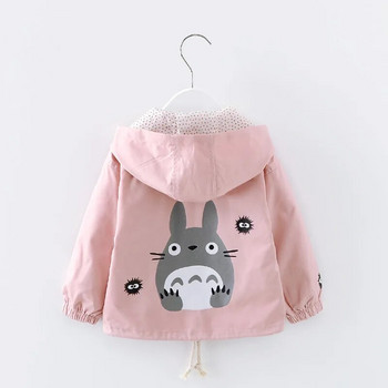 Ново пролетно есенно палто за момичета Windbreaker Бебешки детски якета с качулка Totoro Cartoon Бебешки детски връхни дрехи, детско облекло