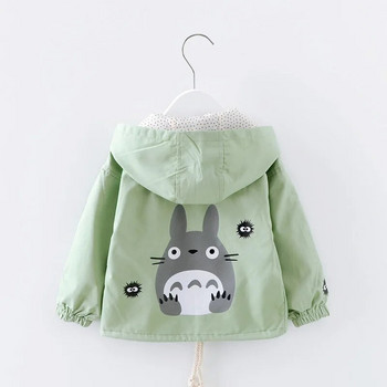 Ново пролетно есенно палто за момичета Windbreaker Бебешки детски якета с качулка Totoro Cartoon Бебешки детски връхни дрехи, детско облекло