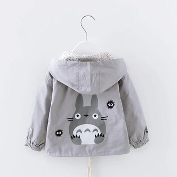 Ново пролетно есенно палто за момичета Windbreaker Бебешки детски якета с качулка Totoro Cartoon Бебешки детски връхни дрехи, детско облекло