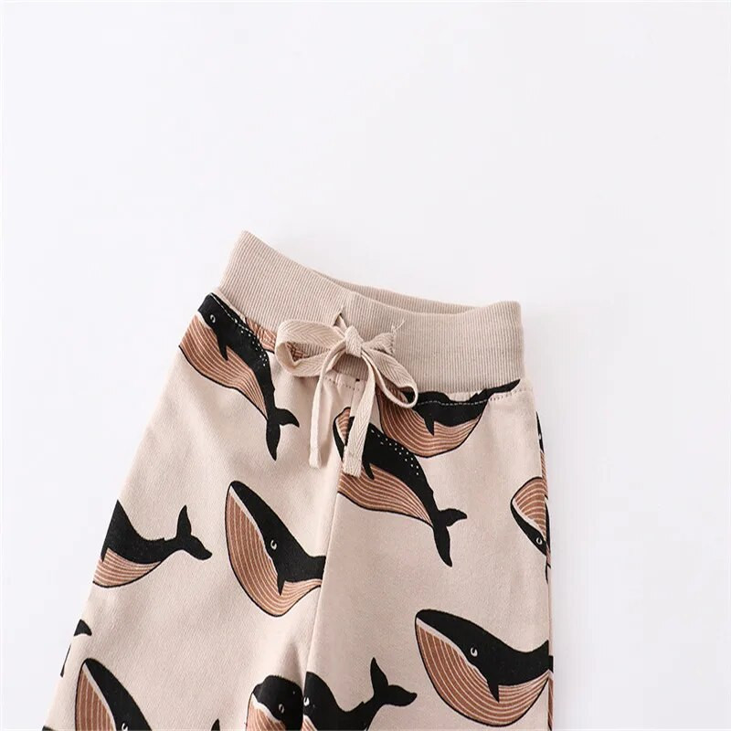 Detské tepláky s potlačou zvierat pre chlapcov a dievčatá, jesenné jarné tepláky s veľrybou pre bábätká, športové nohavice, detské strácajúce nohavice