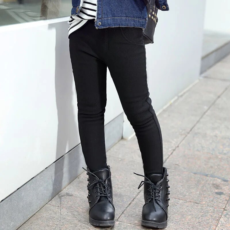 Detské zimné nohavice pre dievčatá, legíny, cukríkové farby, dievčenské teplé dlhé nohavice, dievčenské novoročné velúrové hrubé detské nohavice pre tínedžerov