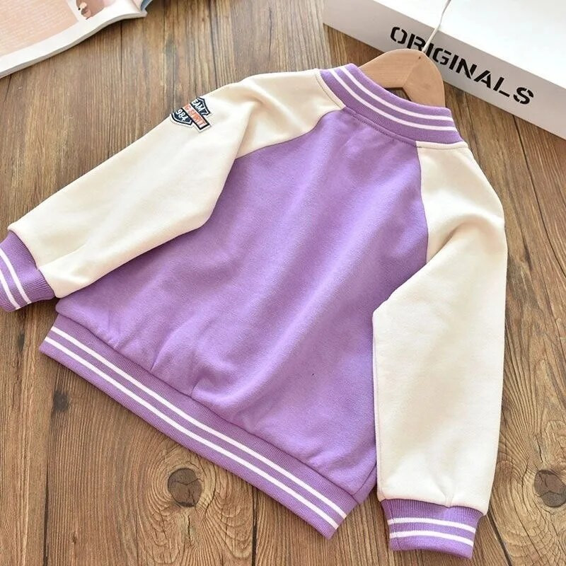 2024 Nová módna dievčenská baseballová bunda, jarná jesenná roztomilá uniformná bunda pre dievčatá, športové vrchné oblečenie, oblečenie pre dospievajúce deti od 3 do 12 rokov