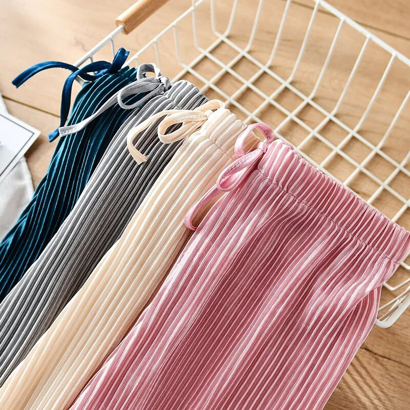 Nové detské skladané nohavice so širokými nohavicami, letné dievčenské voľné ležérne šifónové nohavice po členky, WTP04