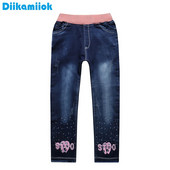 Výpredaj jarných a jesenných elastických riflí pre dievčatá, nohavíc, detského oblečenia, dievčenských rifľových modrých nohavíc, detského oblečenia