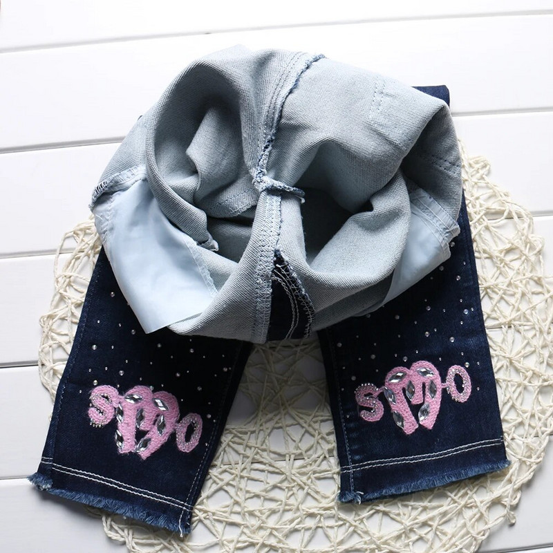 Výpredaj jarných a jesenných elastických riflí pre dievčatá, nohavíc, detského oblečenia, dievčenských rifľových modrých nohavíc, detského oblečenia