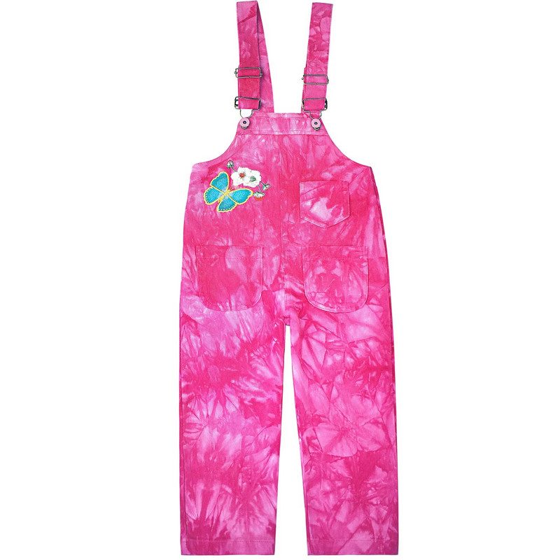 Dievčenské vyšívané džínsové overaly, detské džínsové batikované overaly, nastaviteľné opasky a traky pre deti, dievčenské overaly