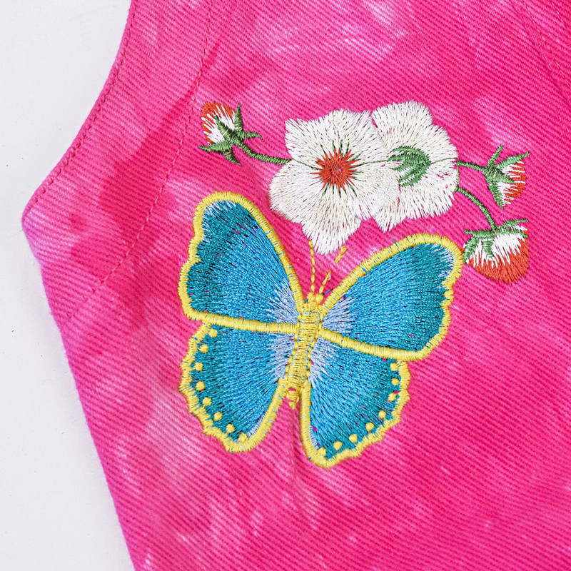 Dievčenské vyšívané džínsové overaly, detské džínsové batikované overaly, nastaviteľné opasky a traky pre deti, dievčenské overaly