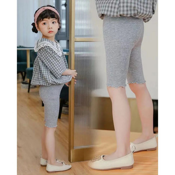 Καλοκαιρινό κοριτσίστικο παντελόνι κολάν Modal βαμβακερό κάτω γόνατο Παντελόνι μεσαίου μήκους μονόχρωμο βολάν κολάν για παιδιά ρούχα 3-10 ετών