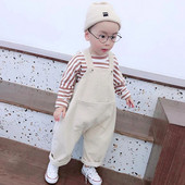 Copii Fete Copii Nou-născut Bej Salopetă Pantaloni pentru copil mic Bebeluș Coreean Casual Pantaloni cu salopete din velur Salopete Nou 2022