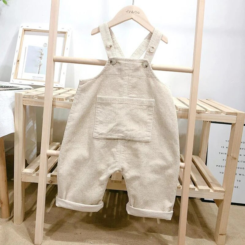 Copii Fete Copii Nou-născut Bej Salopetă Pantaloni pentru copil mic Bebeluș Coreean Casual Pantaloni cu salopete din velur Salopete Nou 2022