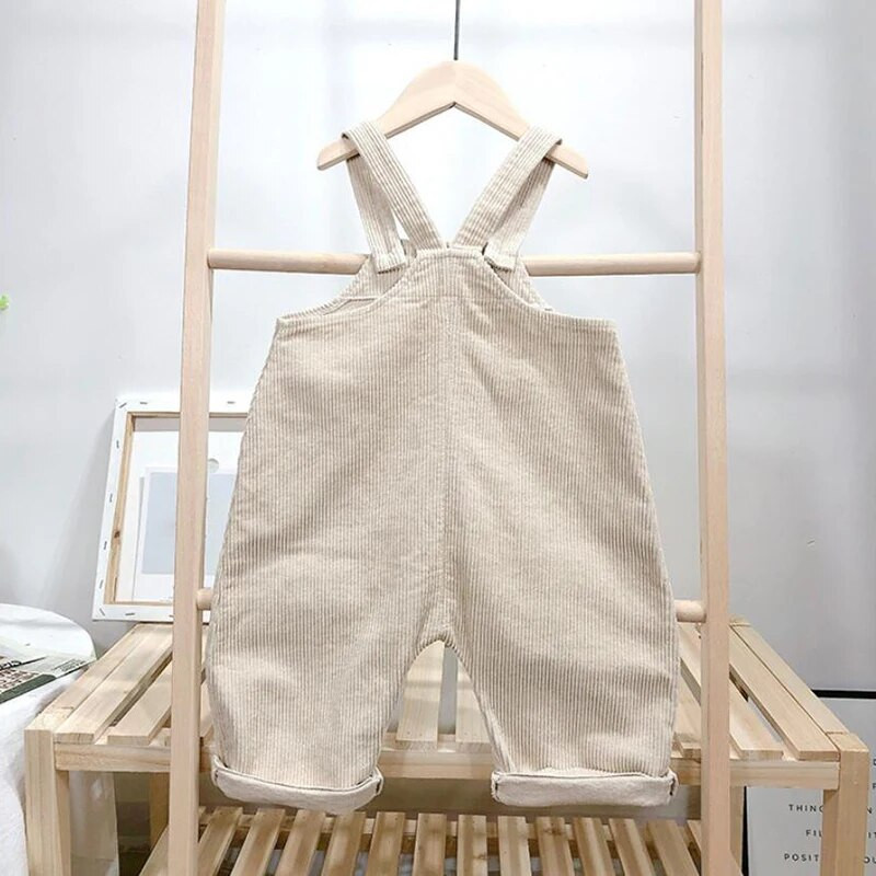 Copii Fete Copii Nou-născut Bej Salopetă Pantaloni pentru copil mic Bebeluș Coreean Casual Pantaloni cu salopete din velur Salopete Nou 2022