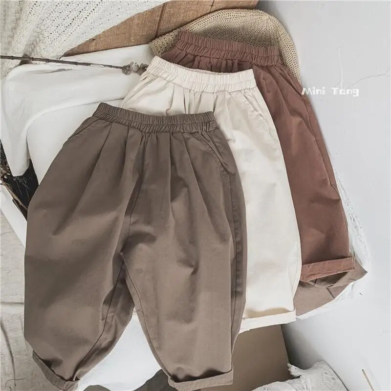 Pantaloni casual pentru copii coreeni, unisex, băieți și fete, din bumbac liber, primăvară și toamnă P5711