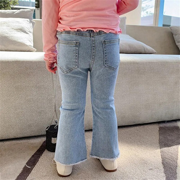 Τζιν 2-7Τ για κορίτσια Παιδικά παιδικά ρούχα μόδας Τζιν παντελόνι Flare Κομψά κουμπιά Χαριτωμένο γλυκό παντελόνι για την άνοιξη Streetwear