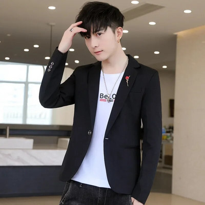 HOO 2024 vabaaja bleiser meestele noortele ühevärviline ilus sügisene uus õhuke bleiser jakk