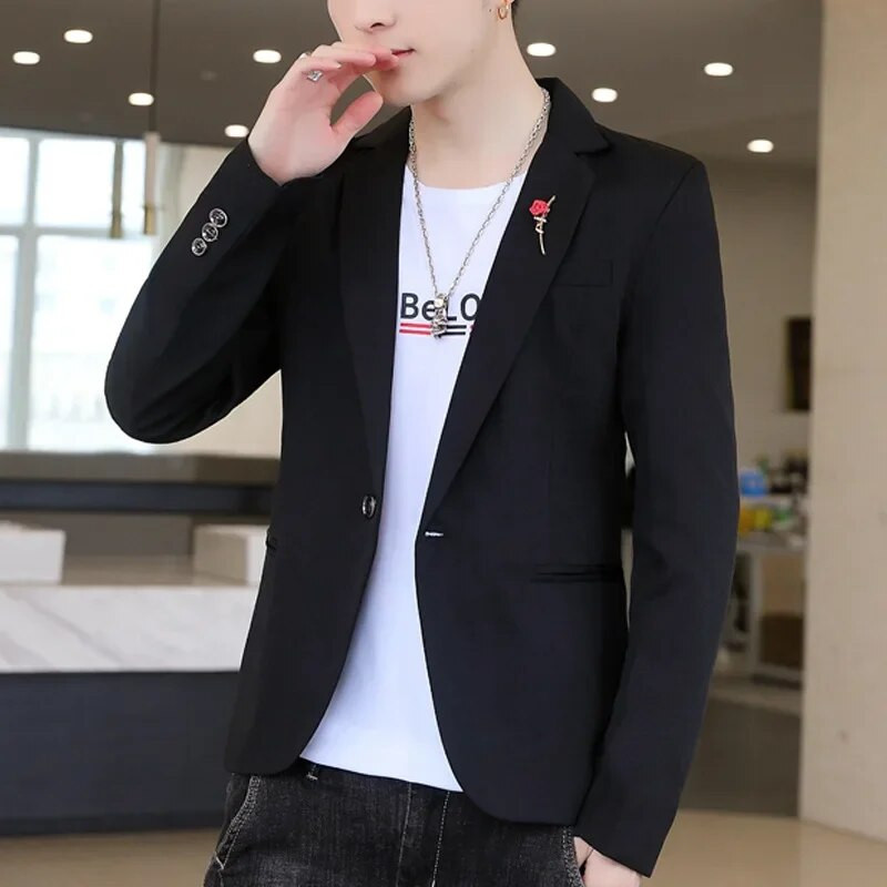 HOO 2024 vabaaja bleiser meestele noortele ühevärviline ilus sügisene uus õhuke bleiser jakk