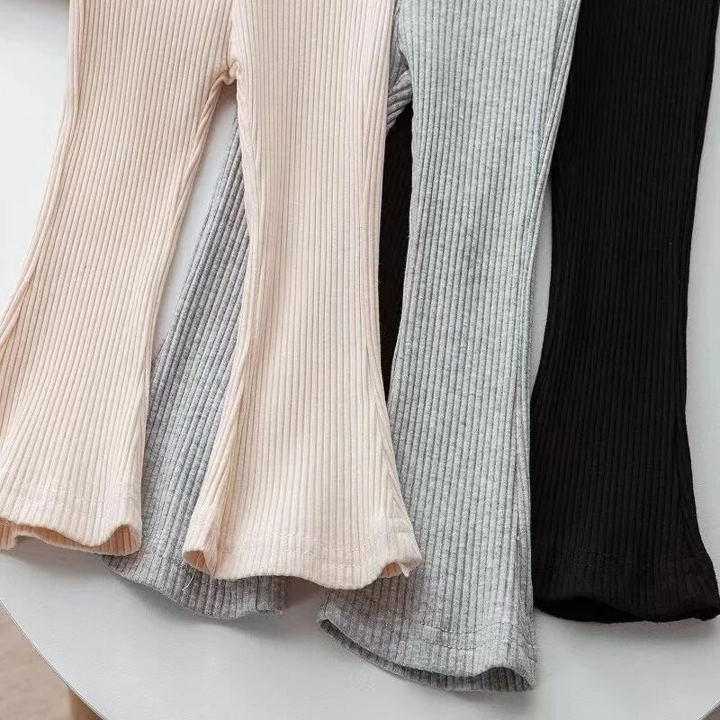 Dievčenské legíny 6M-6R, detské jarné letné úzke nohavice, dievčenské čipkované jednofarebné zvonové nohavice, kórejská verzia