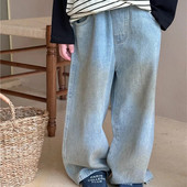 Blugi copii 2023 Toamna Unisex Bandhnu Pantaloni drepti Băieți și fete Pantaloni largi din denim moale