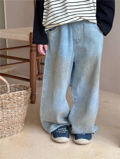 Blugi copii 2023 Toamna Unisex Bandhnu Pantaloni drepti Băieți și fete Pantaloni largi din denim moale