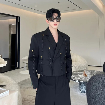 Σακάκι NOYMEI κοντό κοστούμι ανδρικό κορεατικό στυλ 2024 Νέες μαύρες φθινοπωρινές vintage μεταλλικές φούντες με κουμπιά Ανδρικό σακάκι μοντέρνο WA2552