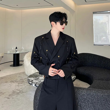 Σακάκι NOYMEI κοντό κοστούμι ανδρικό κορεατικό στυλ 2024 Νέες μαύρες φθινοπωρινές vintage μεταλλικές φούντες με κουμπιά Ανδρικό σακάκι μοντέρνο WA2552