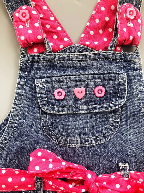 Mergaičių siuvinėjimas Džinsiniai Kombinezonai Kūdikiams Bowknot Hot Pink Kombinezonas Vaikiški Šliaužtinukai Vasaros pavasario Rudens mergaičių apranga