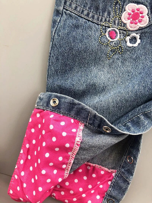 Mergaičių siuvinėjimas Džinsiniai Kombinezonai Kūdikiams Bowknot Hot Pink Kombinezonas Vaikiški Šliaužtinukai Vasaros pavasario Rudens mergaičių apranga